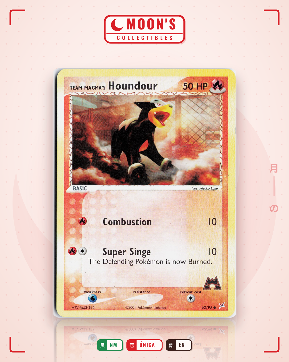 Carta Pokémon Team Magma's Houndour · Team Magma vs Team Aqua #62/95 (NM) — pieza única en Moon's Collectibles México