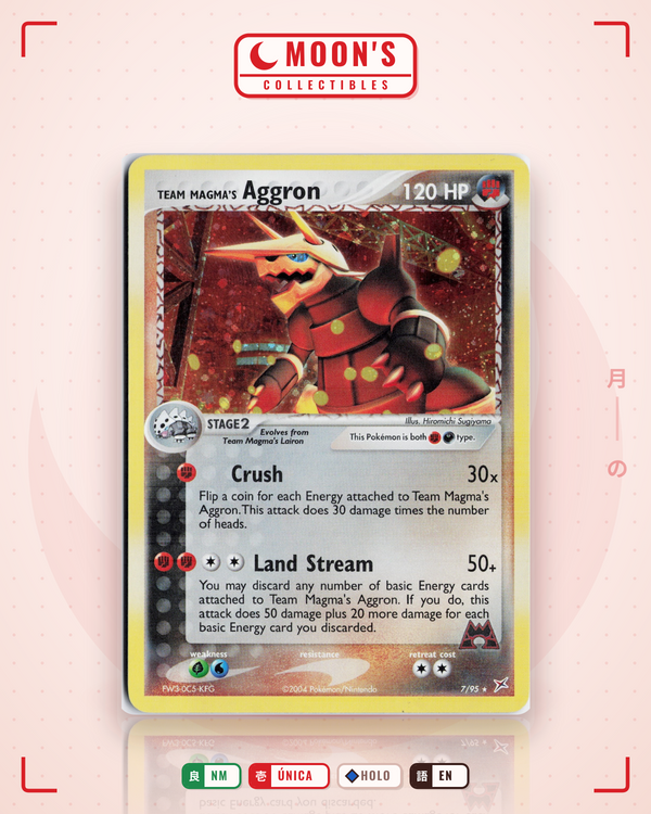 Carta Pokémon Team Magma's Aggron · Team Magma vs Team Aqua #7/95 (NM) — pieza única en Moon's Collectibles México
