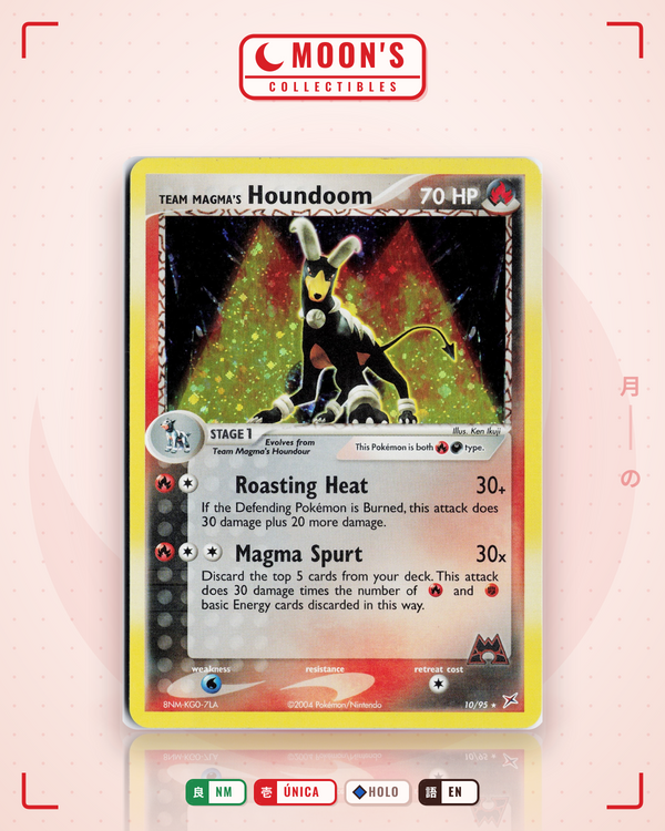 Carta Pokémon Team Magma's Houndoom · Team Magma vs Team Aqua #10/95 (NM) — pieza única en Moon's Collectibles México