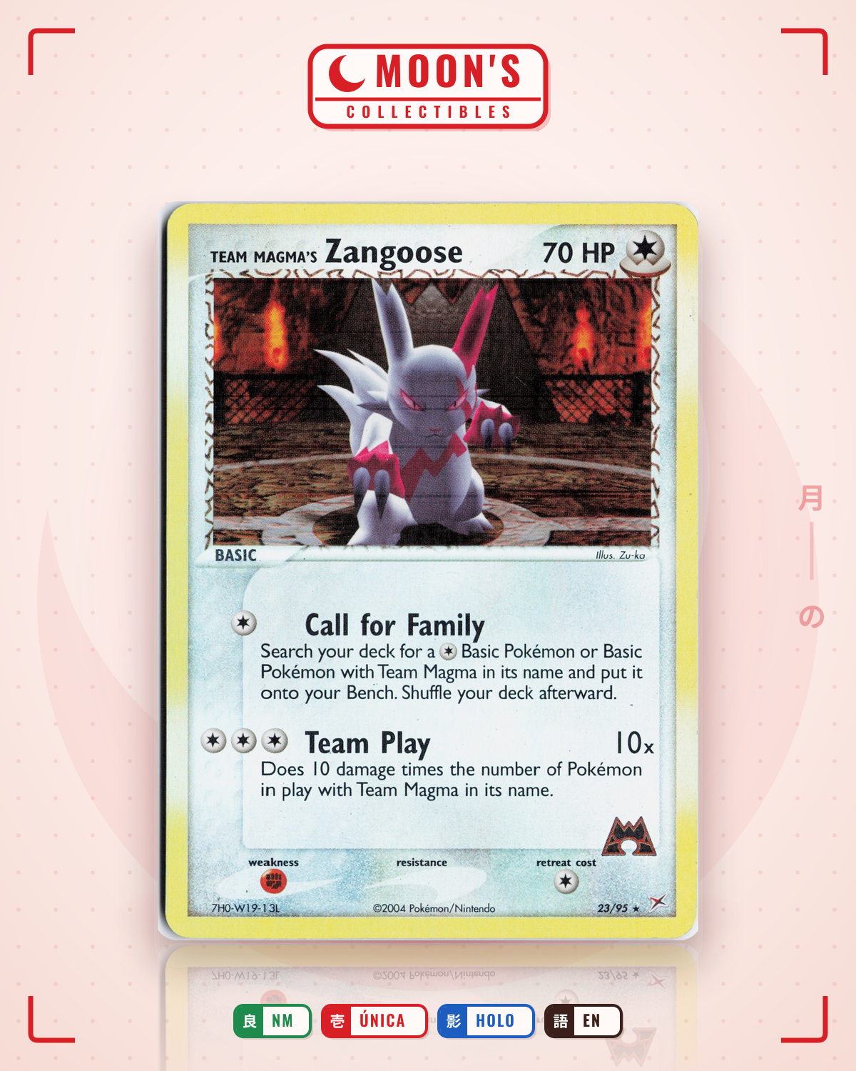 Carta Pokémon Team Magma's Zangoose · Team Magma vs Team Aqua #23/95 (NM) — pieza única en Moon's Collectibles México