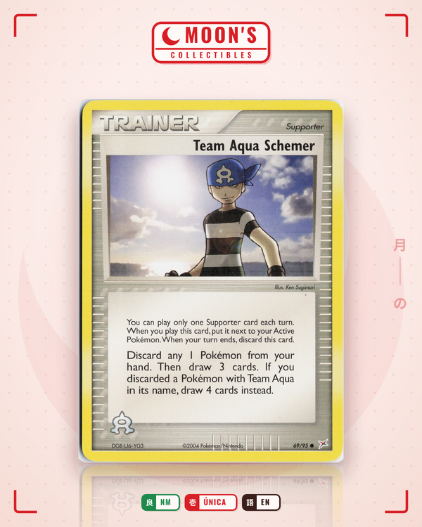 Carta Pokémon Team Aqua Schemer · Team Magma vs Team Aqua #69/95 (NM) — pieza única en Moon's Collectibles México