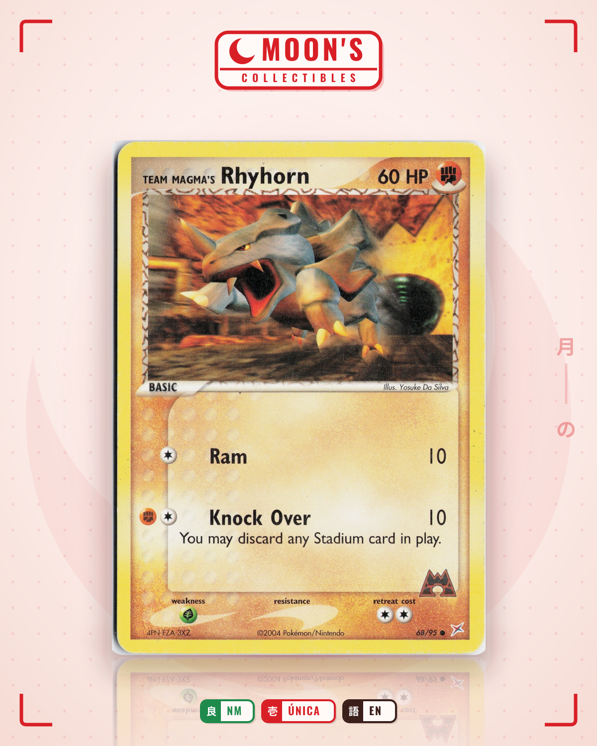 Carta Pokémon Team Magma's Rhyhorn · Team Magma vs Team Aqua #68/95 (NM) — pieza única en Moon's Collectibles México