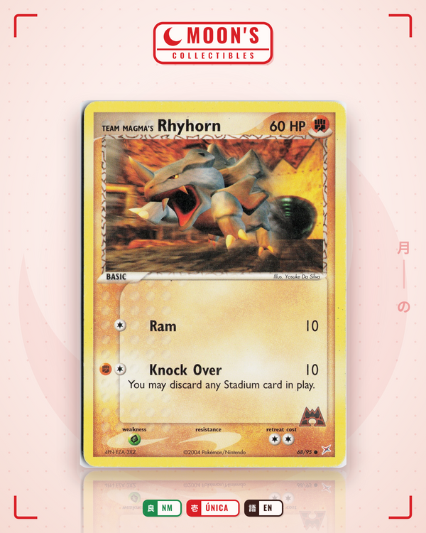 Carta Pokémon Team Magma's Rhyhorn · Team Magma vs Team Aqua #68/95 (NM) — pieza única en Moon's Collectibles México