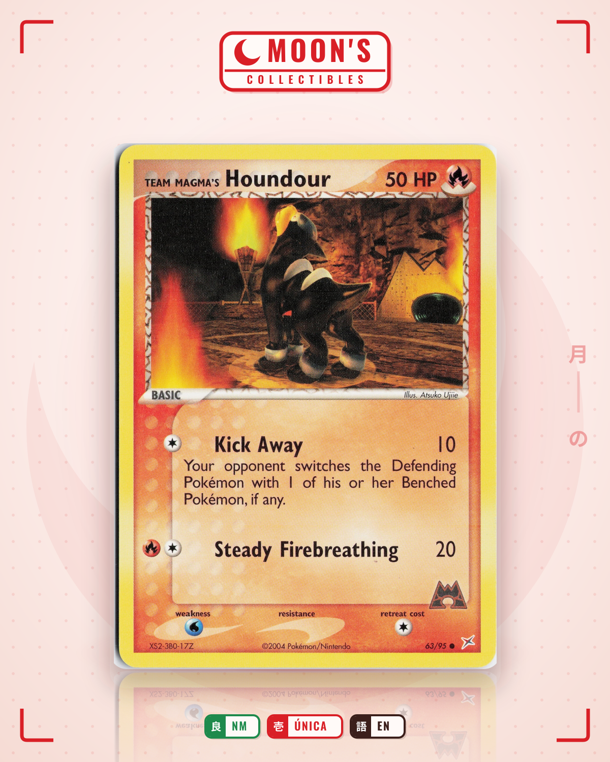 Carta Pokémon Team Magma's Houndour · Team Magma vs Team Aqua #63/95 (NM) — pieza única en Moon's Collectibles México