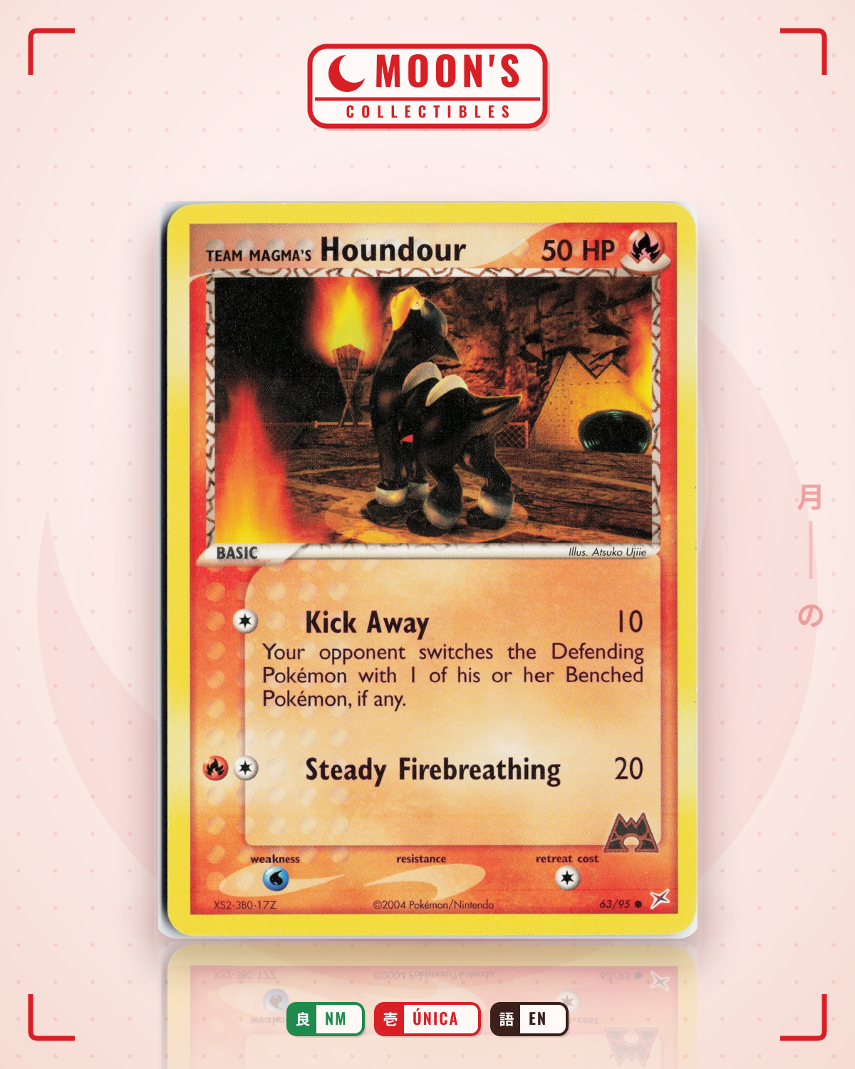 Carta Pokémon Team Magma's Houndour · Team Magma vs Team Aqua #63/95 (NM) — pieza única en Moon's Collectibles México