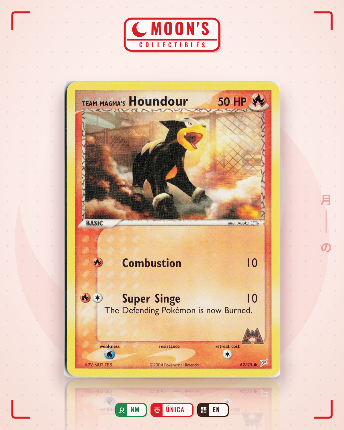 Carta Pokémon Team Magma's Houndour · Team Magma vs Team Aqua #62/95 (NM) — pieza única en Moon's Collectibles México