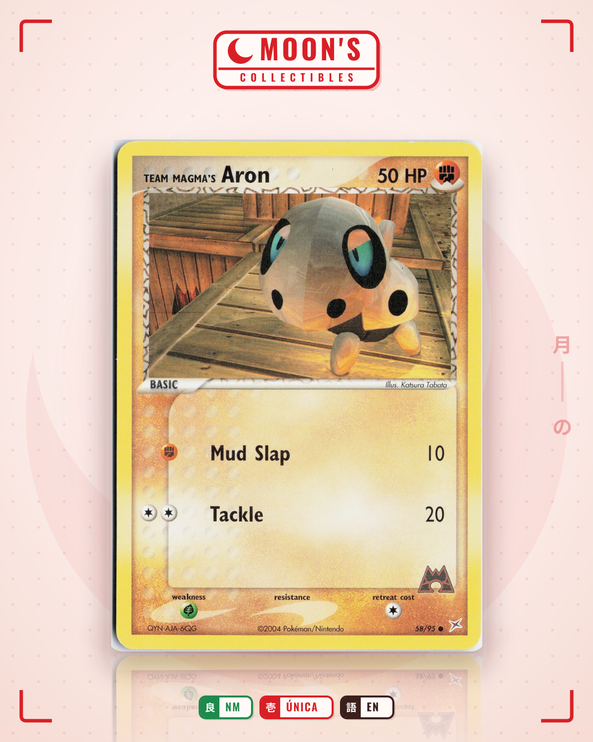 Carta Pokémon Team Magma's Aron · Team Magma vs Team Aqua #58/95 (NM) — pieza única en Moon's Collectibles México