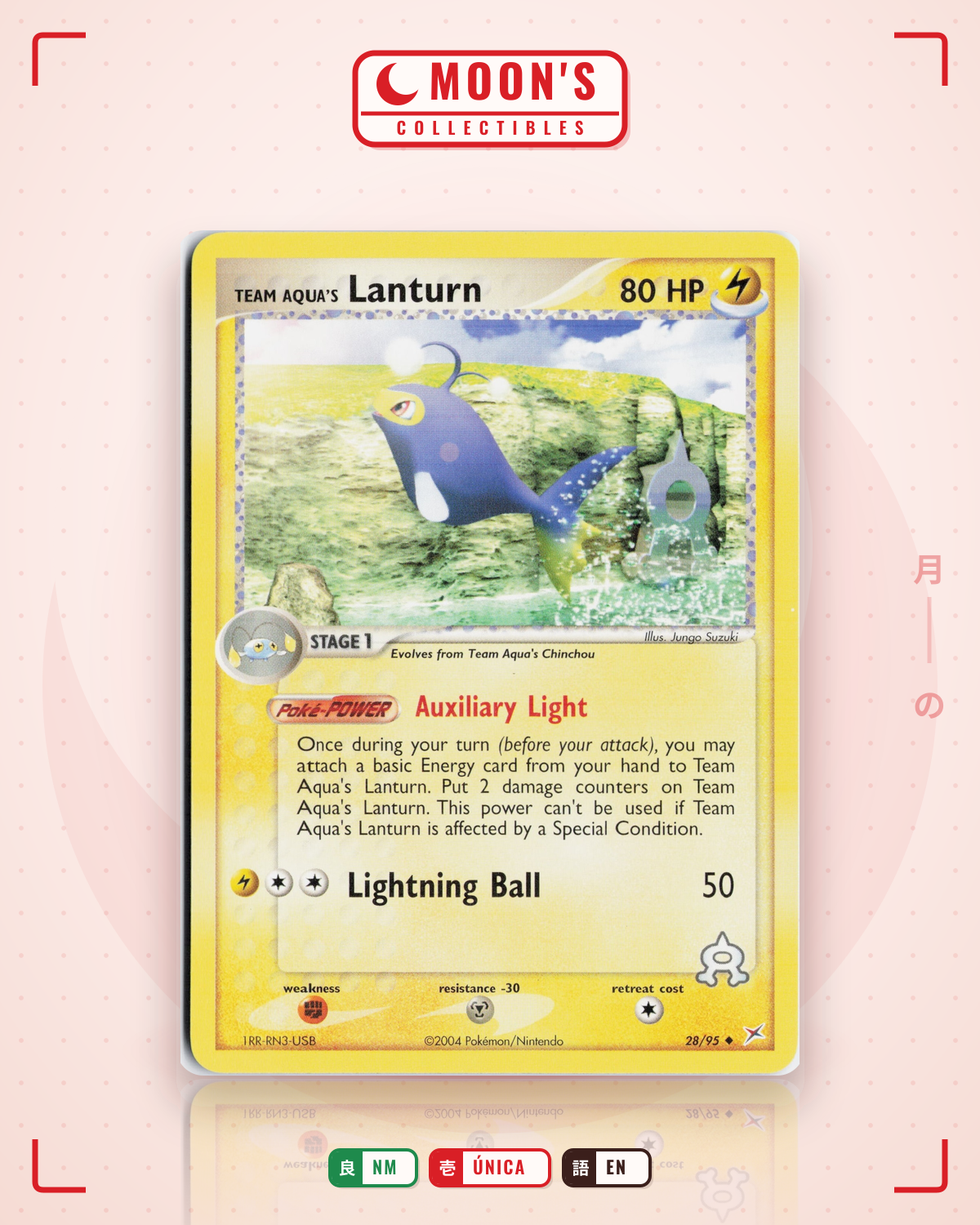 Carta Pokémon Team Aqua's Lanturn · Team Magma vs Team Aqua #28/95 (NM) — pieza única en Moon's Collectibles México