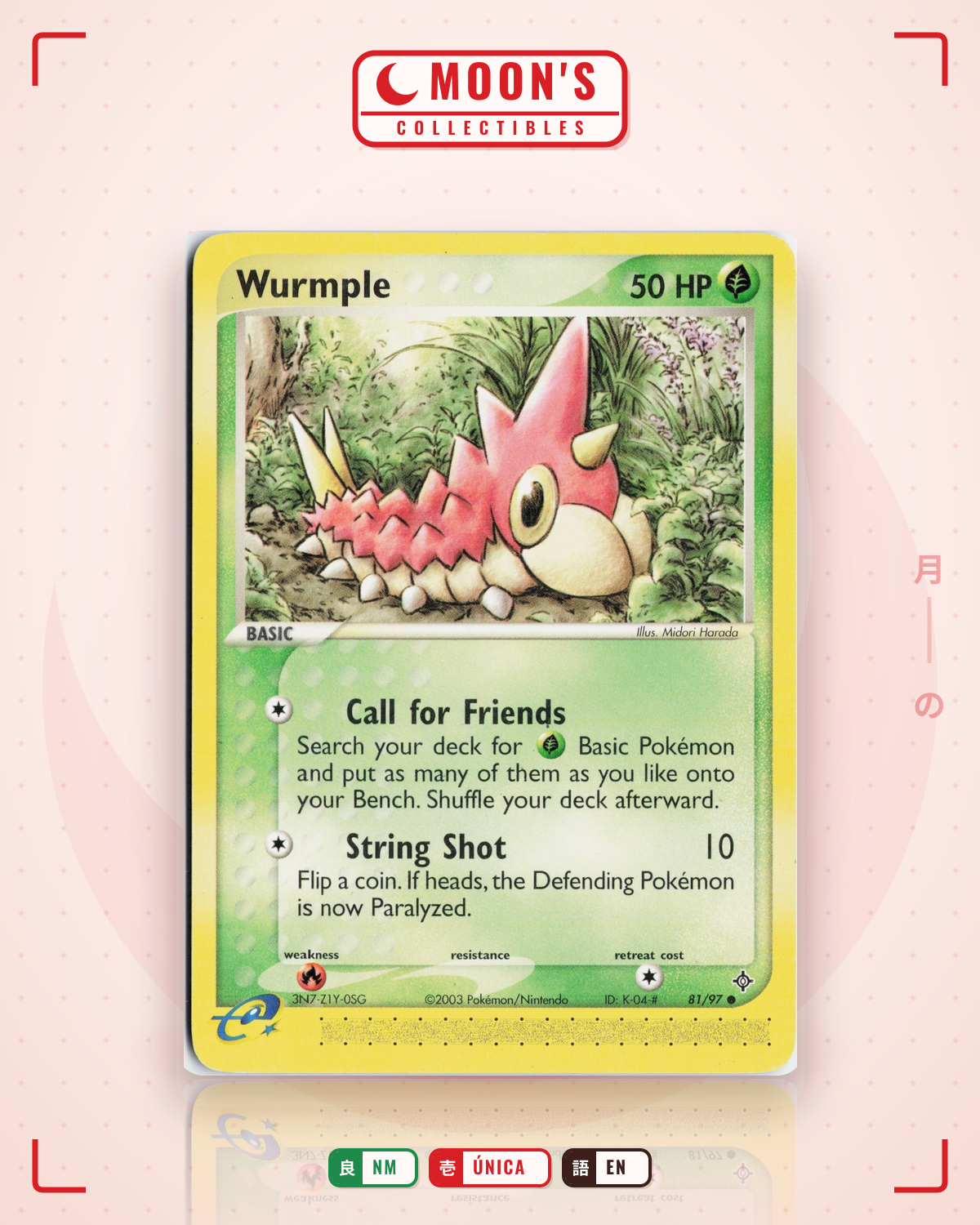 Carta Pokémon Wurmple · Dragon #81/97 (NM) — pieza única en Moon's Collectibles México
