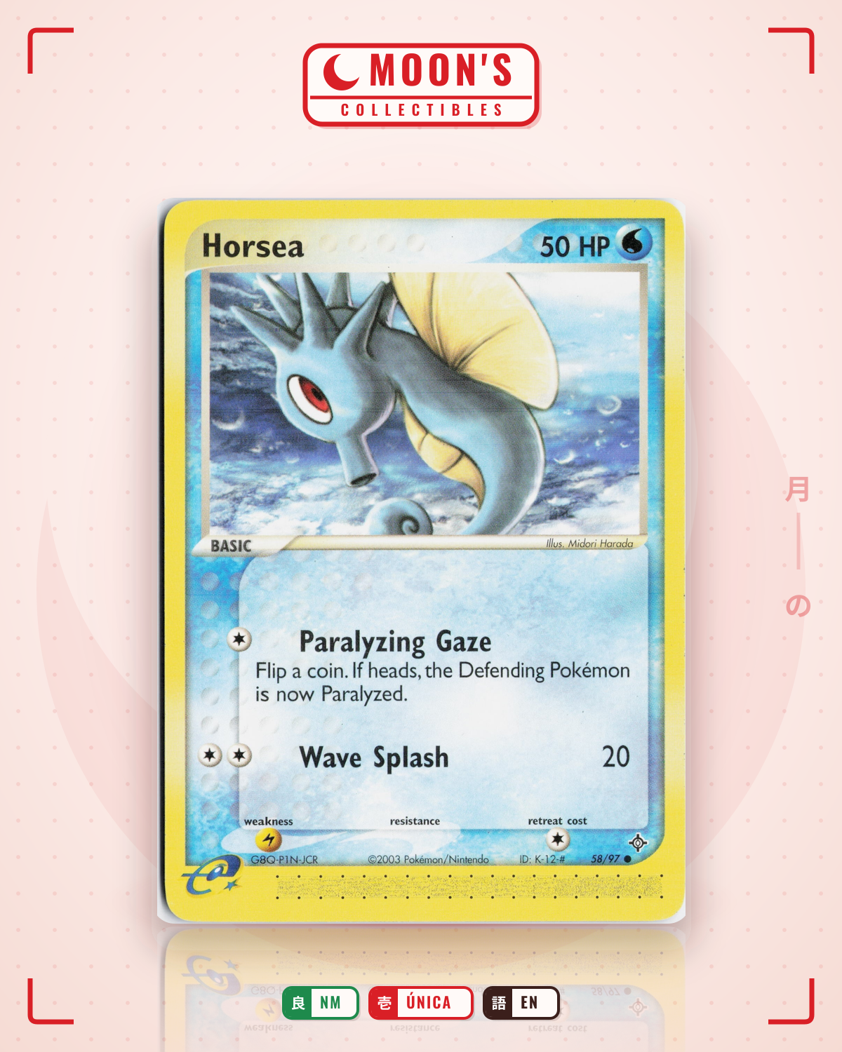 Carta Pokémon Horsea · Dragon #58/97 (NM) — pieza única en Moon's Collectibles México