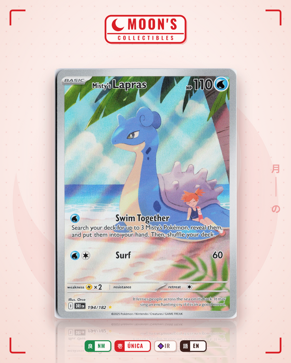 Carta Pokémon Misty's Lapras · Destined Rivals #194/182 (NM) — pieza única en Moon's Collectibles México