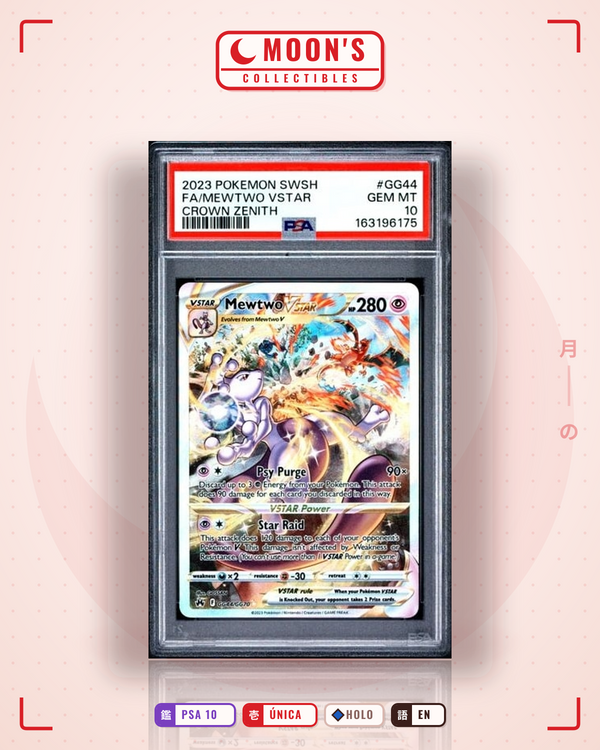 Carta Pokémon Mewtwo VSTAR · Crown Zenith Galarian Gallery #GG44/GG70 (PSA 10) — pieza única en Moon's Collectibles México