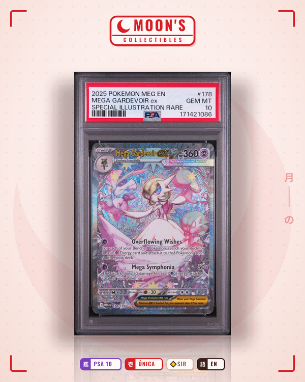Carta Pokémon Mega Gardevoir ex · Mega Evolution #178/132 (PSA 10) — pieza única en Moon's Collectibles México