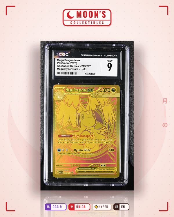 Carta Pokémon Mega Dragonite ex · Ascended Heroes #295/217 (CGC 9) — pieza única en Moon's Collectibles México