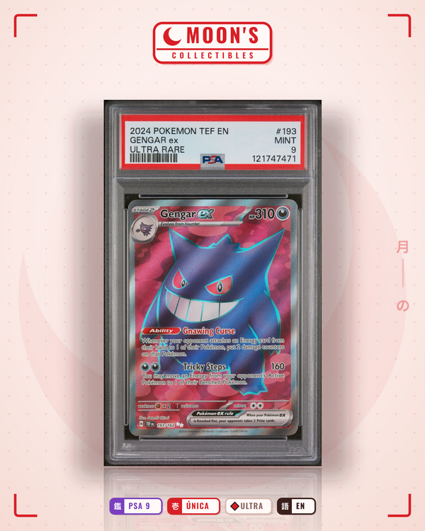 Carta Pokémon Gengar ex · Temporal Forces #193/162 (PSA 9) — pieza única en Moon's Collectibles México