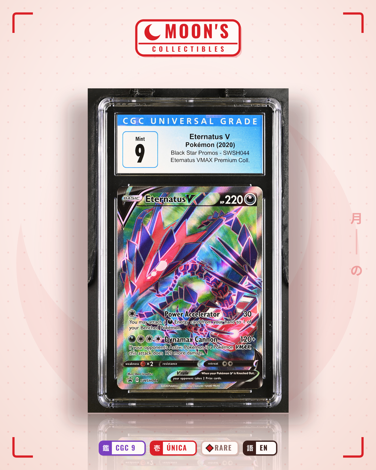 Carta Pokémon Eternatus V · SWSH Black Star Promos #SWSH044 (CGC 9) — pieza única en Moon's Collectibles México