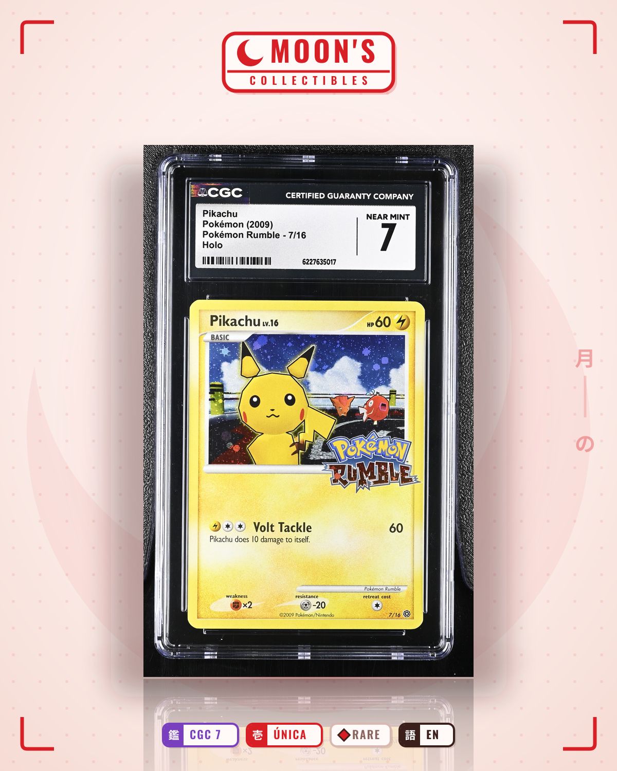 Carta Pokémon Pikachu · Pokémon Rumble #7/16 (CGC 7) — pieza única en Moon's Collectibles México