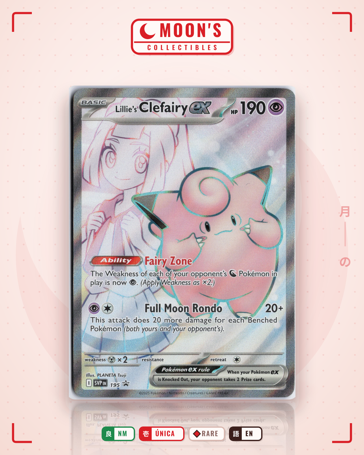 Carta Pokémon Lillie's Clefairy ex · Scarlet & Violet Black Star Promos #195 (NM) — pieza única en Moon's Collectibles México