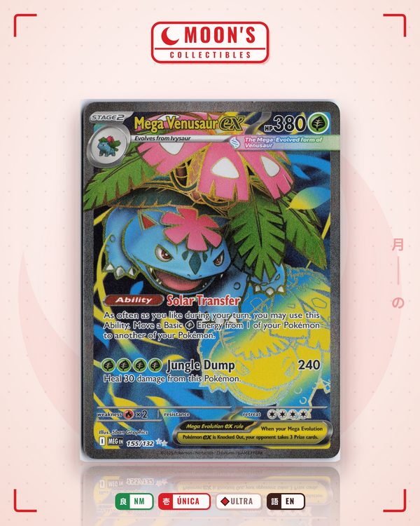 Carta Pokémon Mega Venusaur ex · Mega Evolution #155/132 (NM) — pieza única en Moon's Collectibles México