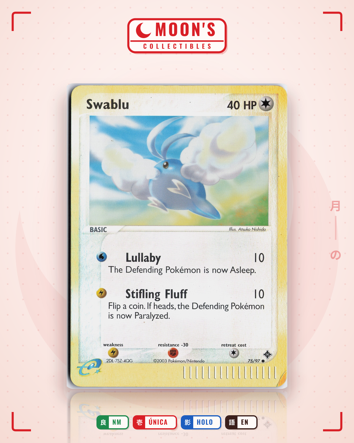 Carta Pokémon Swablu · Dragon #75/97 (NM) — pieza única en Moon's Collectibles México