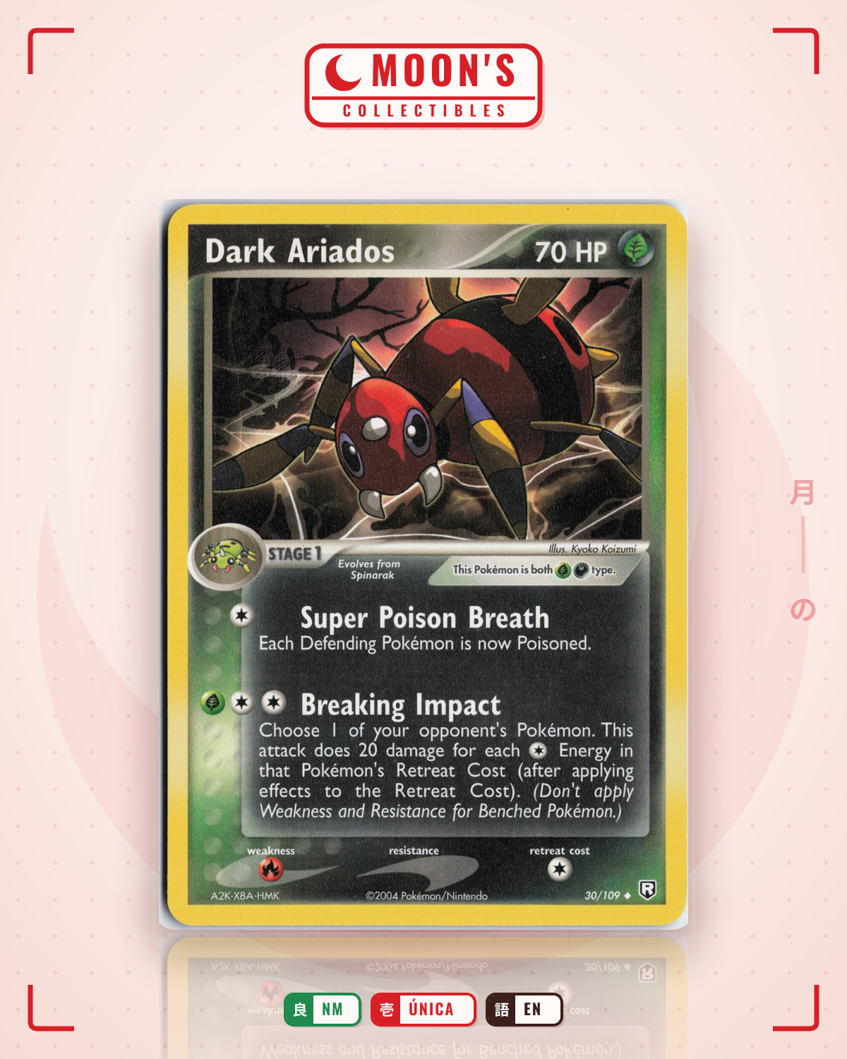 Carta Pokémon Dark Ariados · Team Rocket Returns #30/109 (NM) — pieza única en Moon's Collectibles México