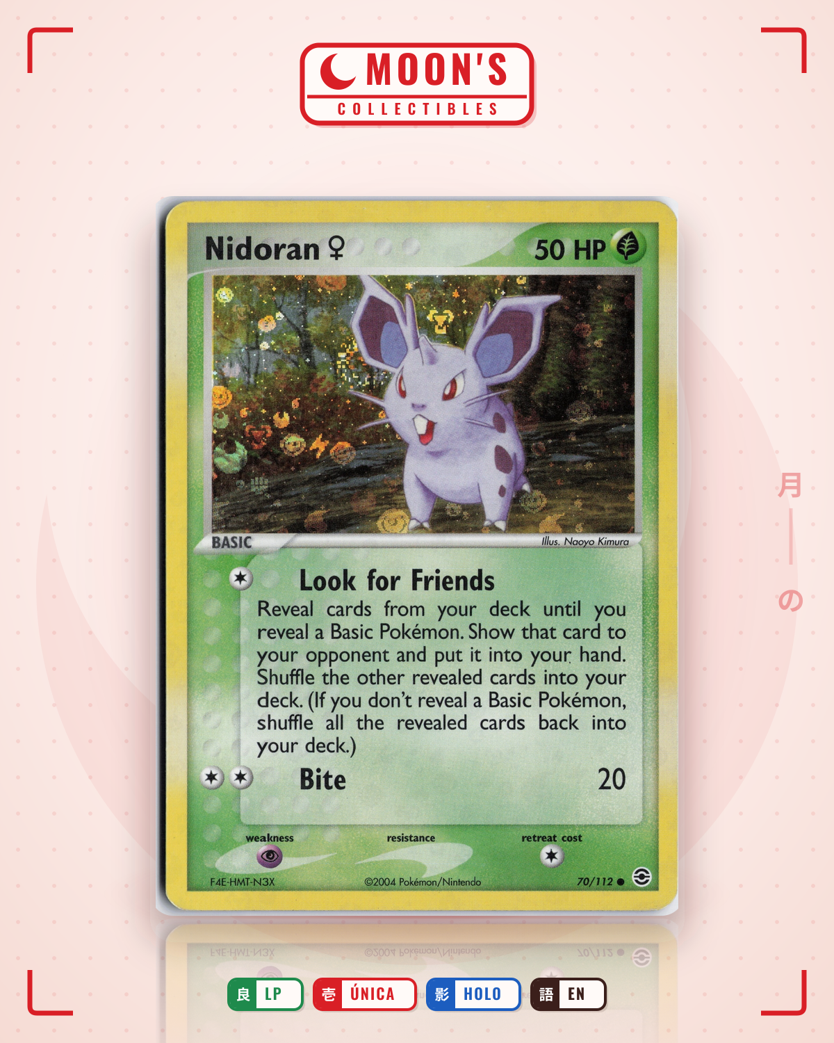 Carta Pokémon Nidoran ♀ · FireRed & LeafGreen #70/112 (LP) — pieza única en Moon's Collectibles México