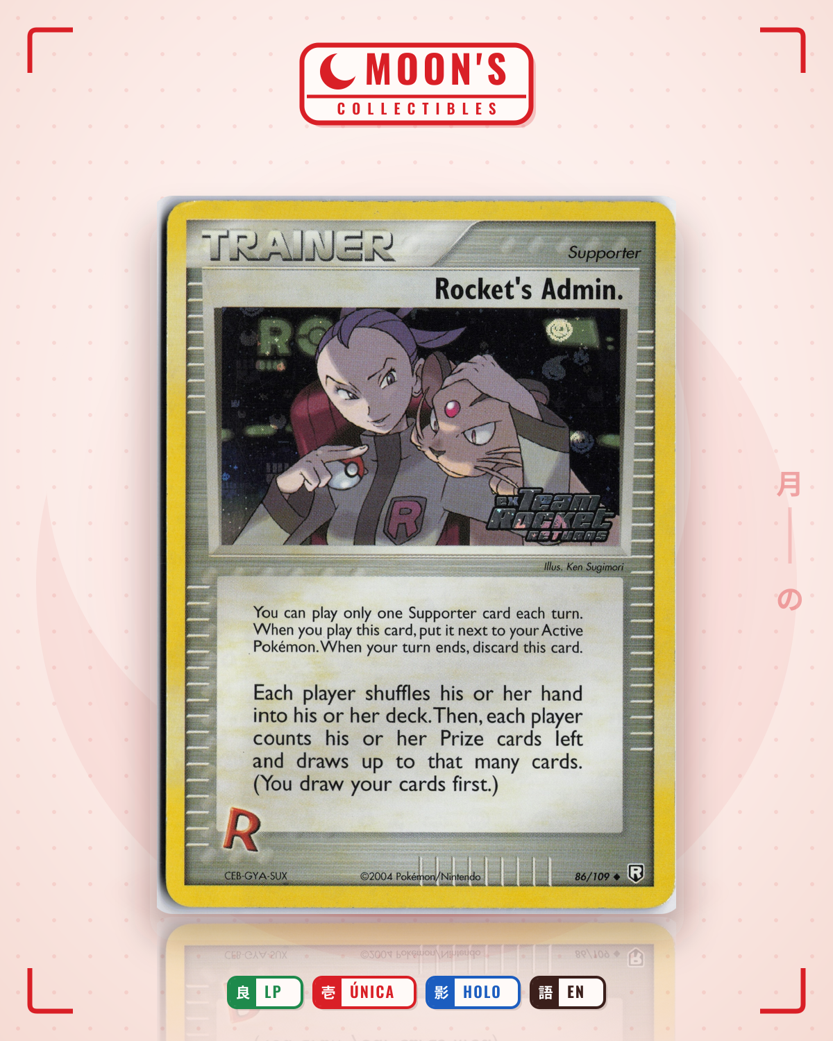 Carta Pokémon Rocket's Admin. · Team Rocket Returns #86/109 (LP) — pieza única en Moon's Collectibles México