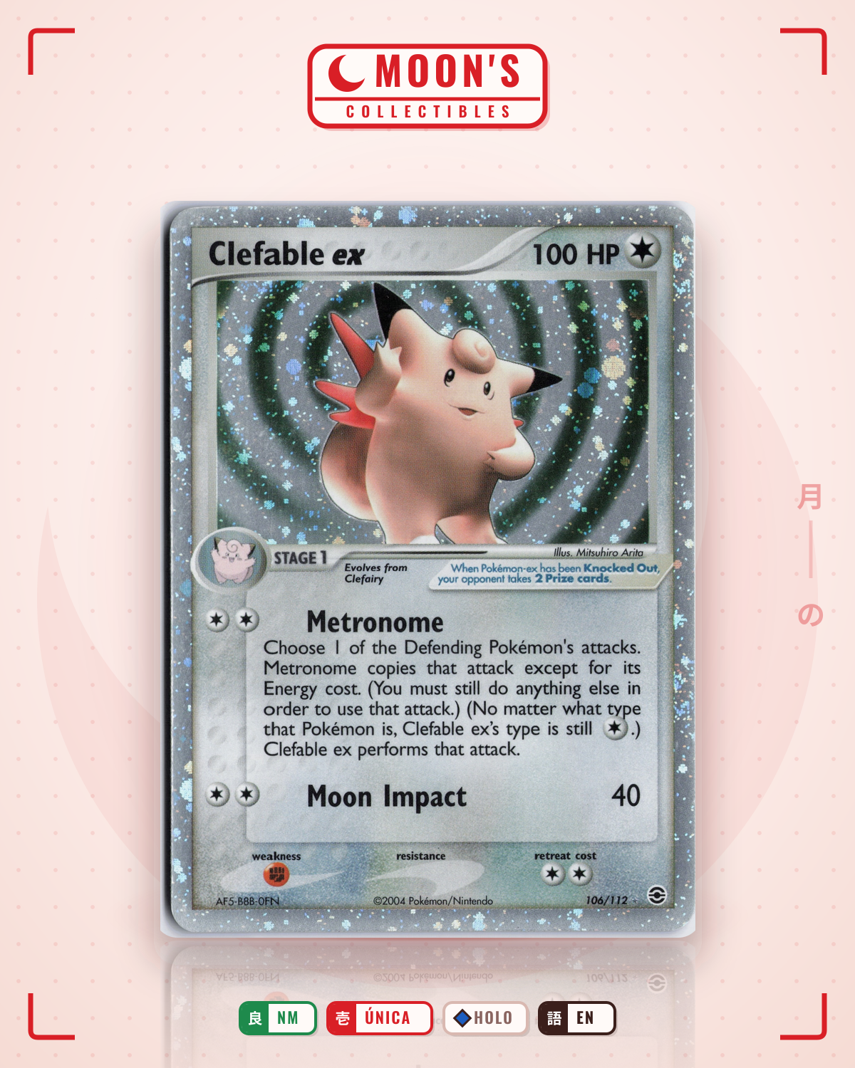Carta Pokémon Clefable ex · FireRed & LeafGreen #106/112 (NM) — pieza única en Moon's Collectibles México