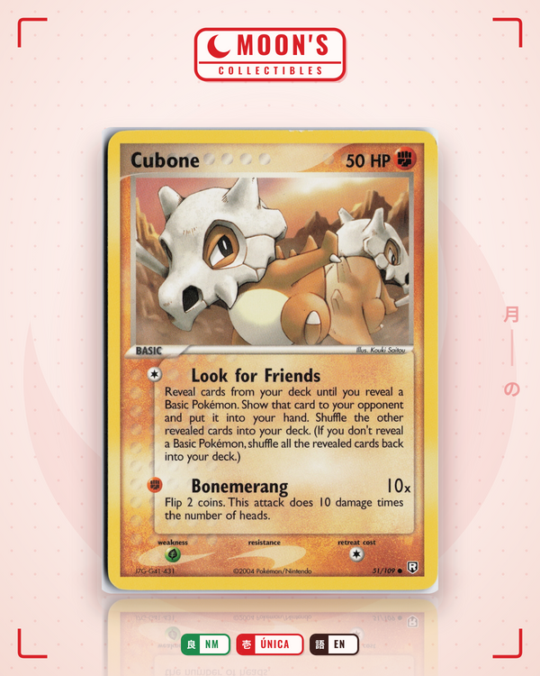 Carta Pokémon Cubone · Team Rocket Returns #51/109 (NM) — pieza única en Moon's Collectibles México