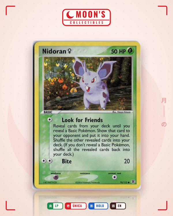 Carta Pokémon Nidoran ♀ · FireRed & LeafGreen #70/112 (LP) — pieza única en Moon's Collectibles México