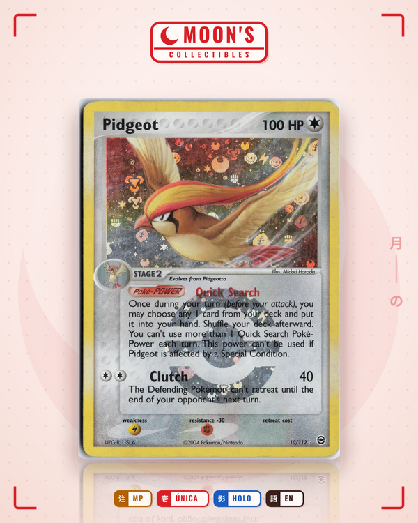 Carta Pokémon Pidgeot · FireRed & LeafGreen #10/112 (MP) — pieza única en Moon's Collectibles México