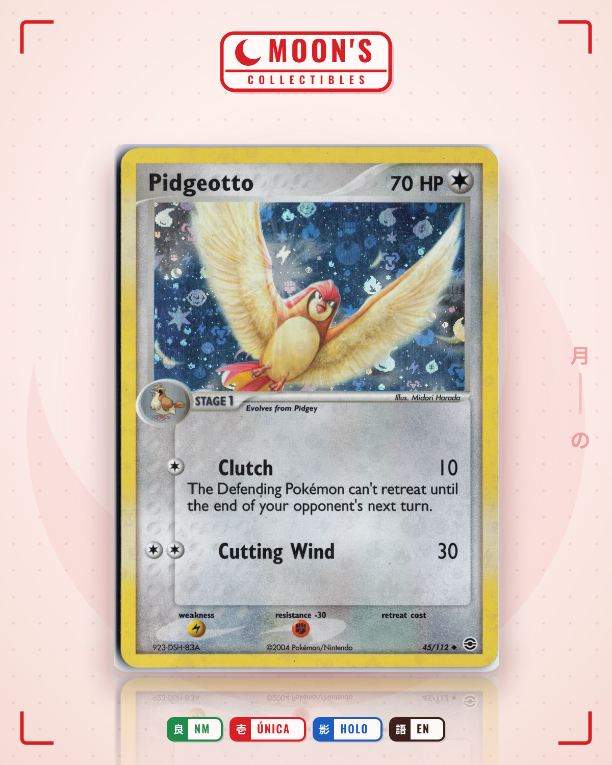 Carta Pokémon Pidgeotto · FireRed & LeafGreen #45/112 (NM) — pieza única en Moon's Collectibles México