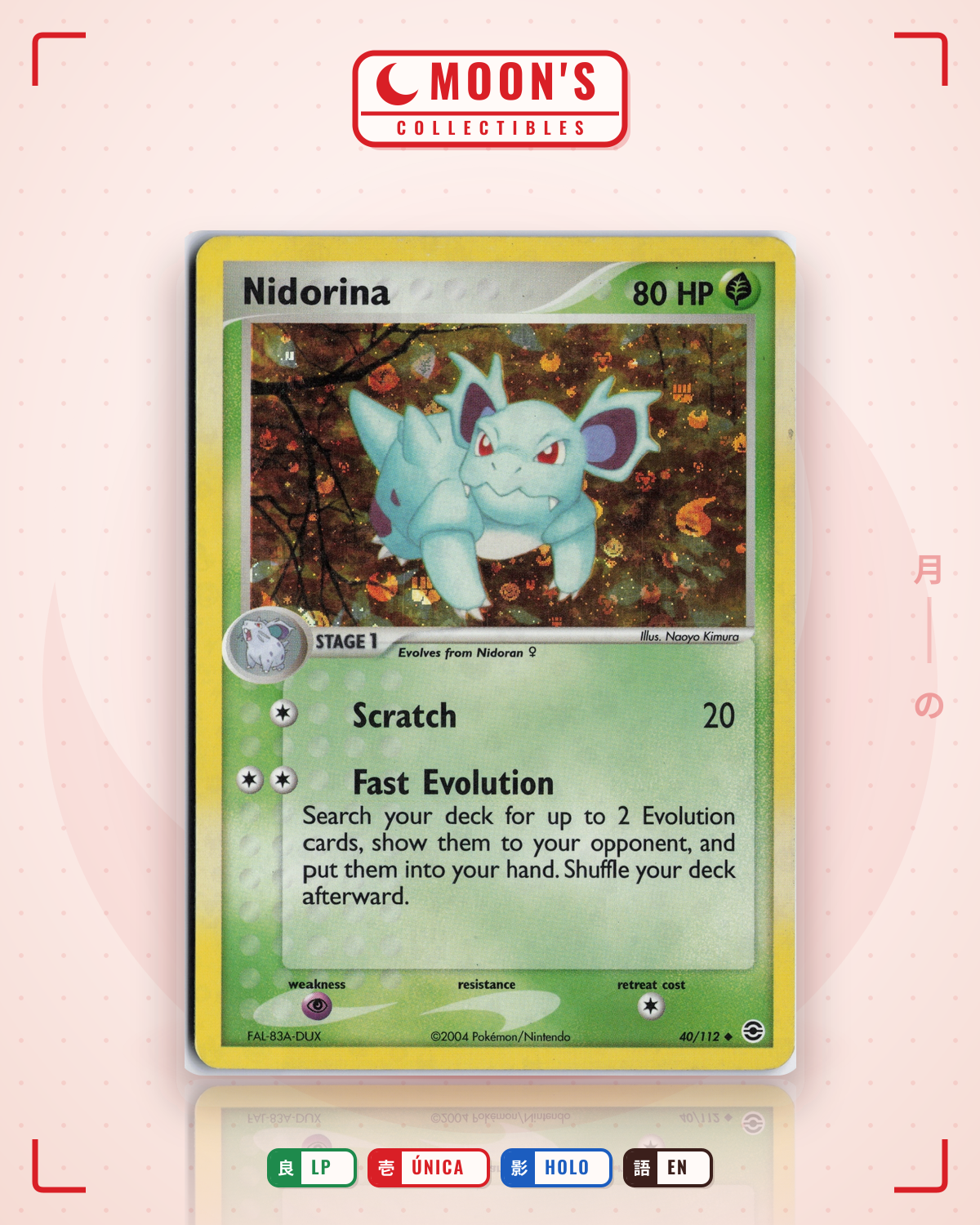 Carta Pokémon Nidorina · FireRed & LeafGreen #40/112 (LP) — pieza única en Moon's Collectibles México