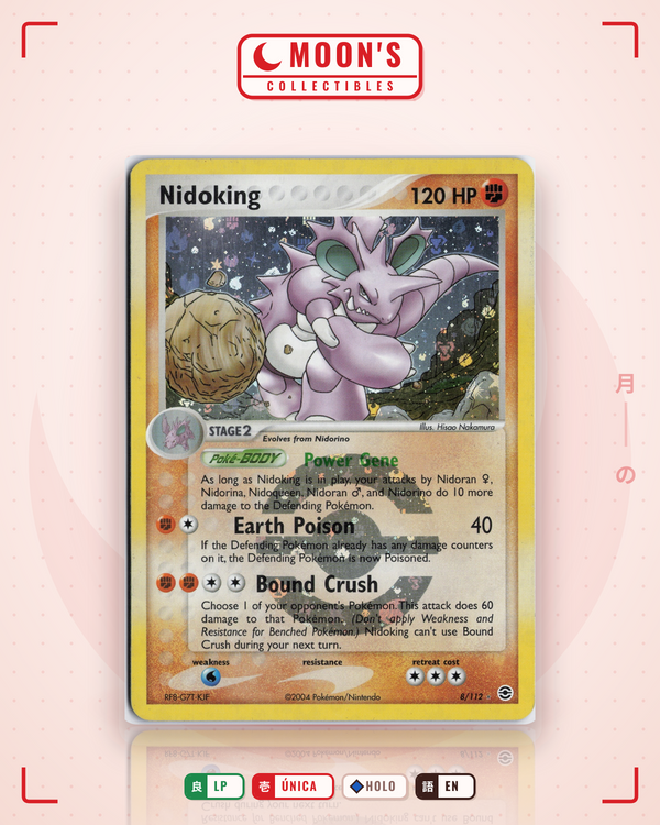 Carta Pokémon Nidoking · FireRed & LeafGreen #8/112 (LP) — pieza única en Moon's Collectibles México