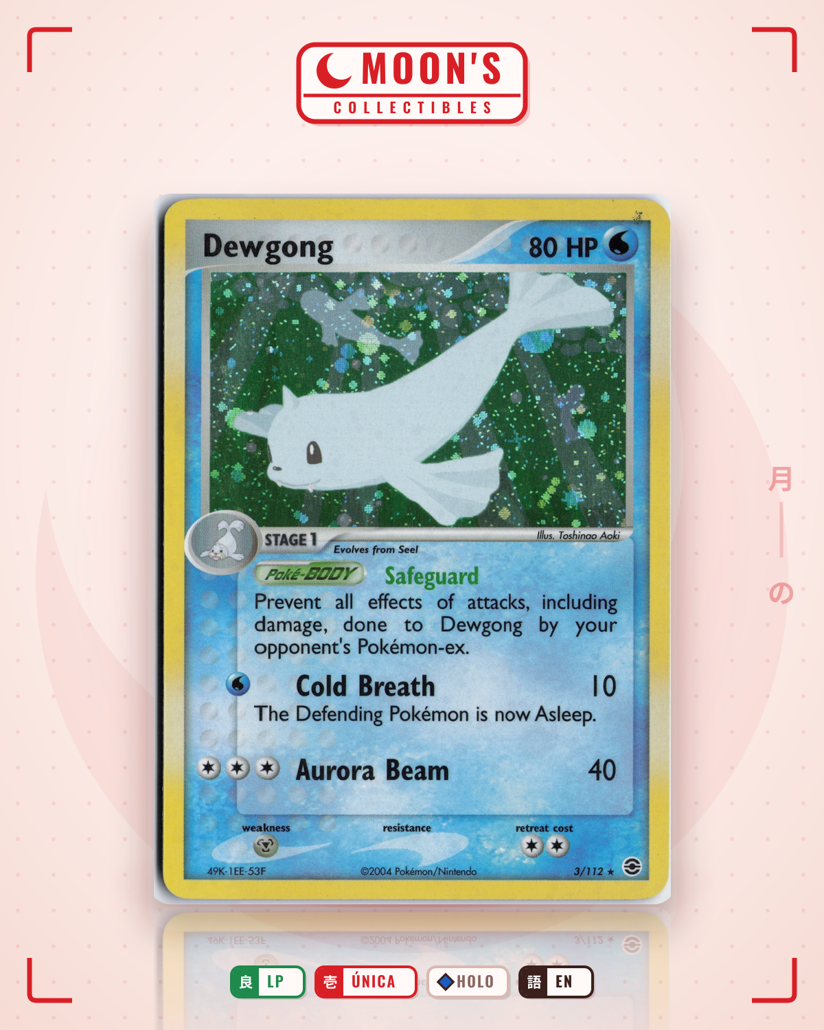 Carta Pokémon Dewgong · FireRed & LeafGreen #3/112 (LP) — pieza única en Moon's Collectibles México