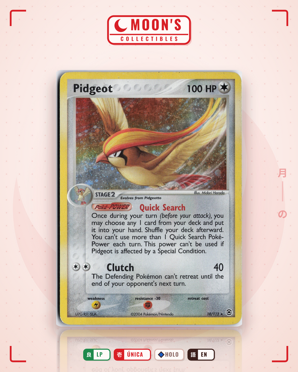 Carta Pokémon Pidgeot · FireRed & LeafGreen #10/112 (LP) — pieza única en Moon's Collectibles México