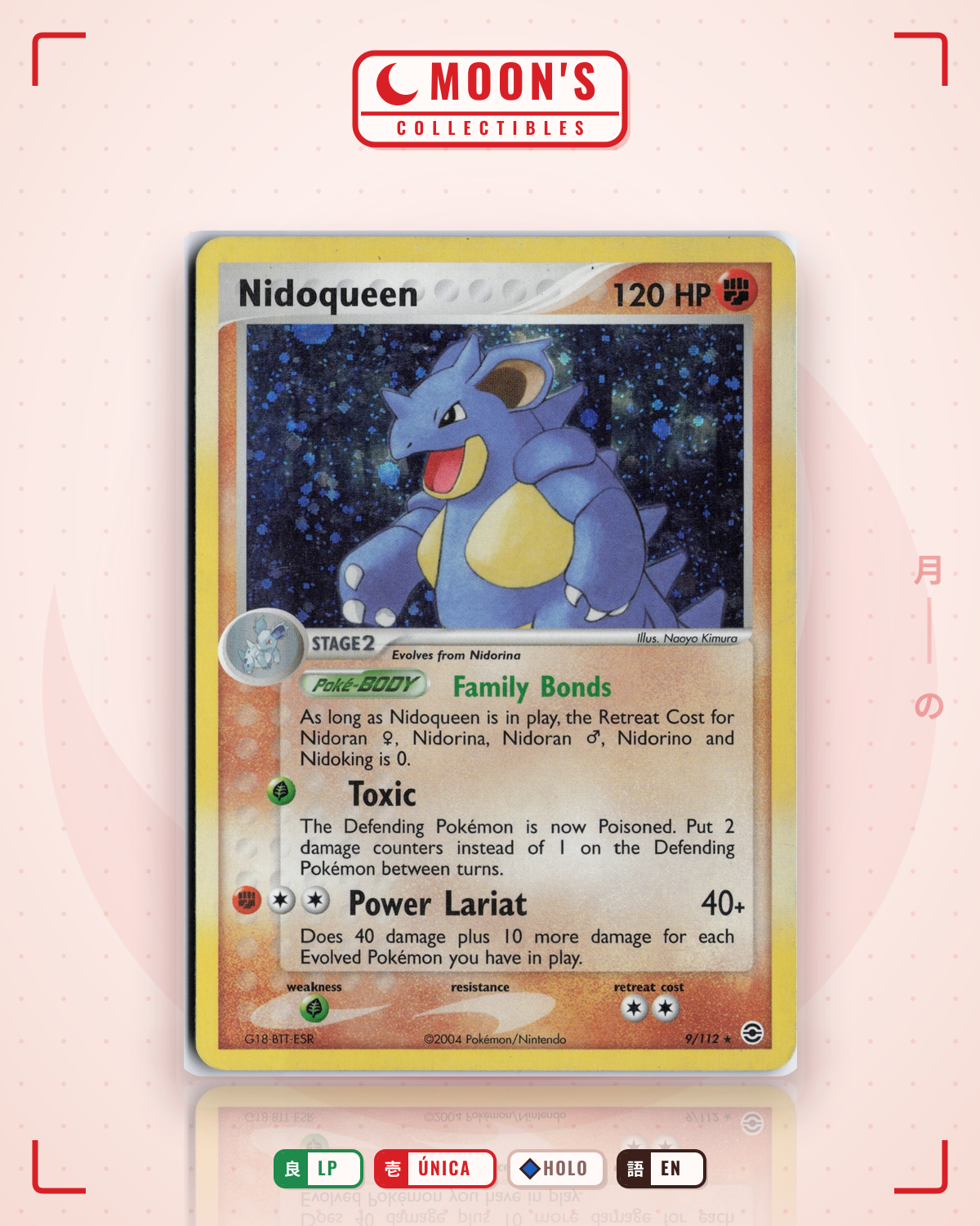 Carta Pokémon Nidoqueen · FireRed & LeafGreen #9/112 (LP) — pieza única en Moon's Collectibles México