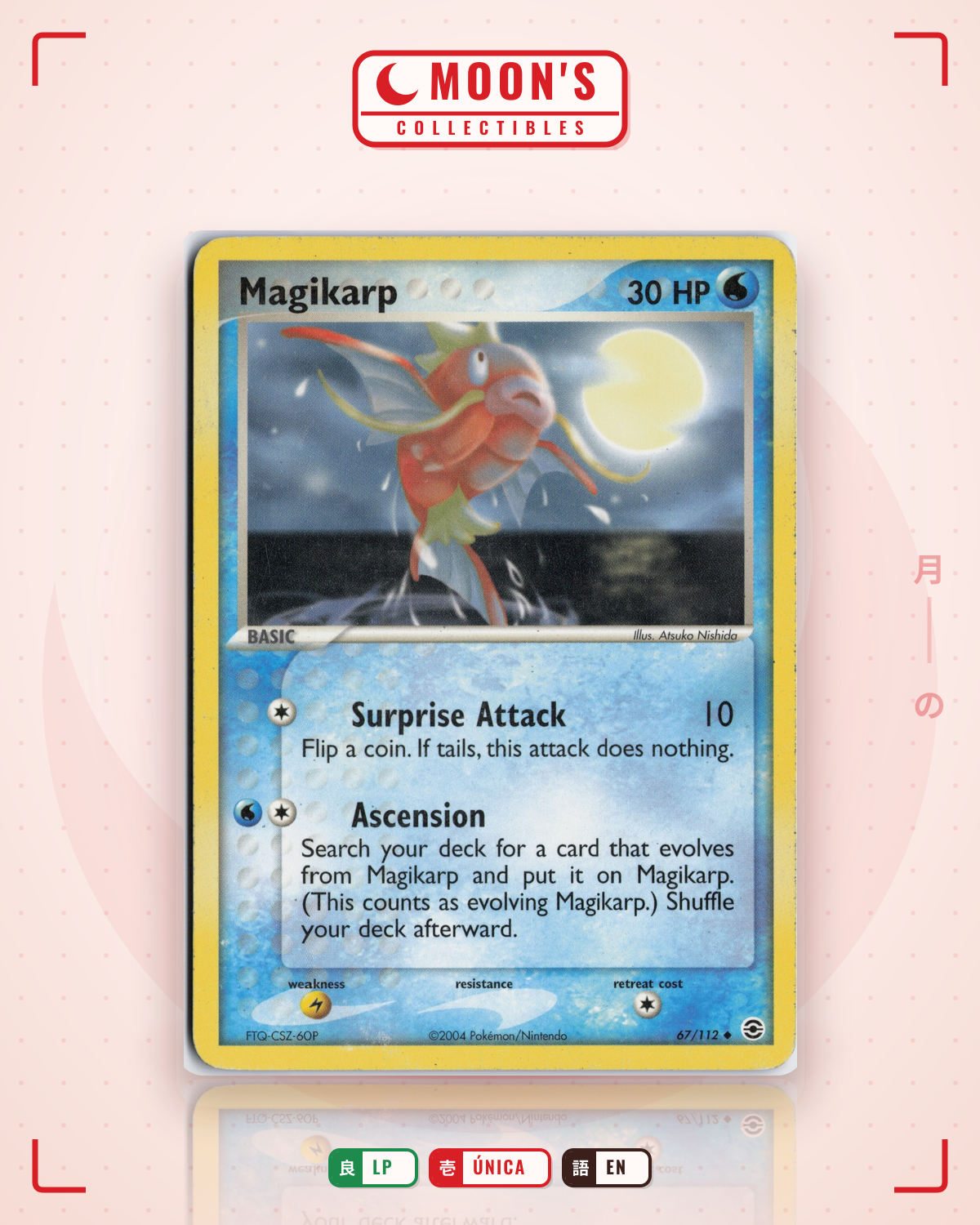 Carta Pokémon Magikarp · FireRed & LeafGreen #67/112 (LP) — pieza única en Moon's Collectibles México