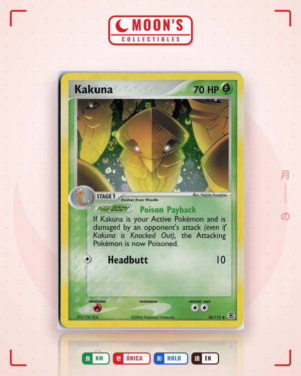 Carta Pokémon Kakuna · FireRed & LeafGreen #36/112 (NM) — pieza única en Moon's Collectibles México