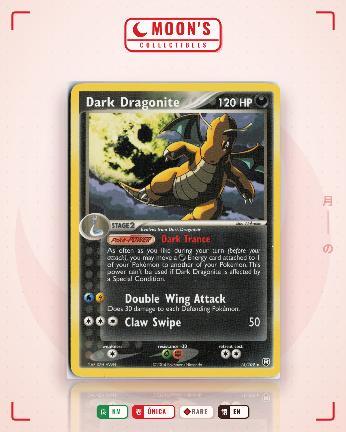 Carta Pokémon Dark Dragonite · Team Rocket Returns #15/109 (NM) — pieza única en Moon's Collectibles México