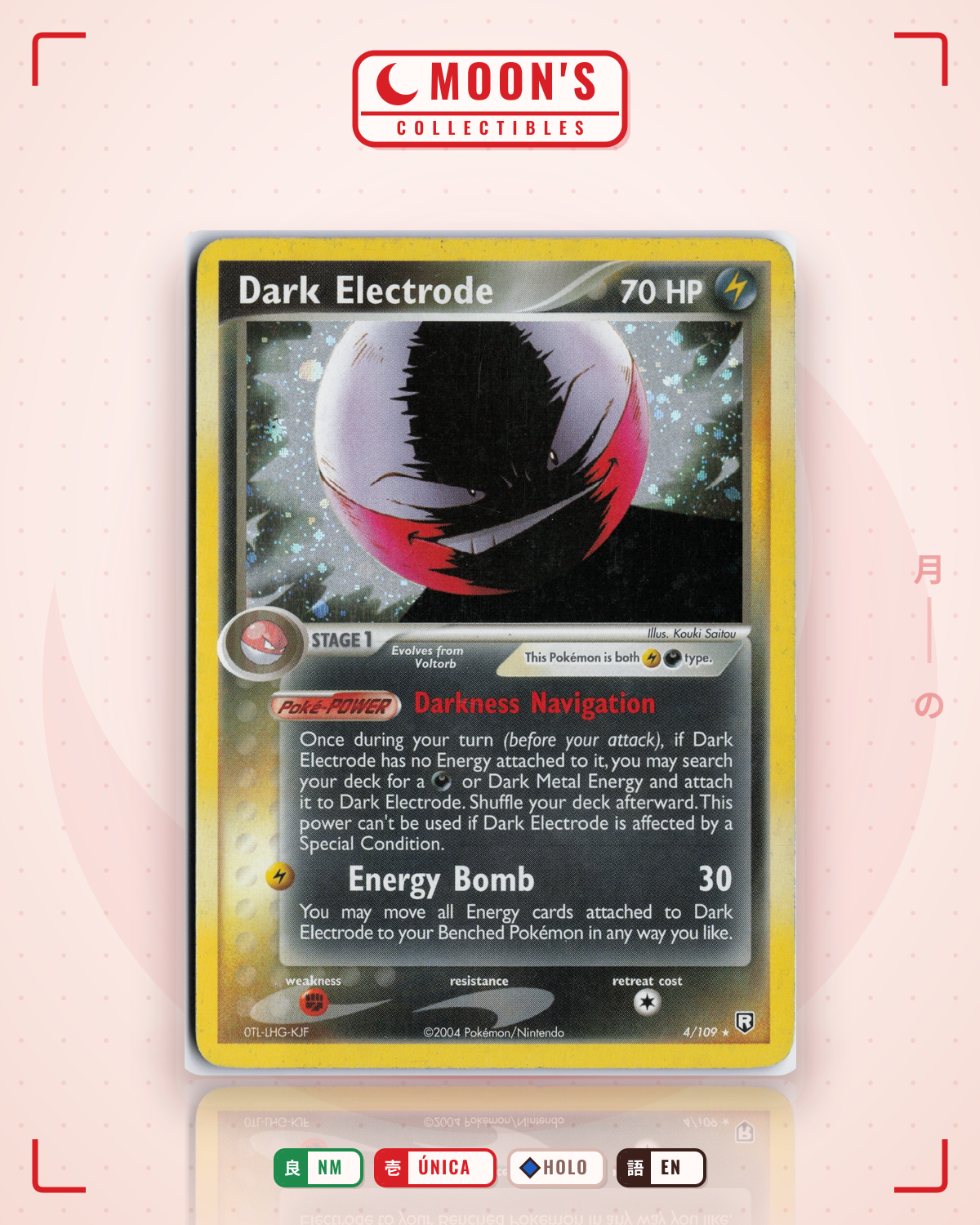 Carta Pokémon Dark Electrode · Team Rocket Returns #4/109 (NM) — pieza única en Moon's Collectibles México