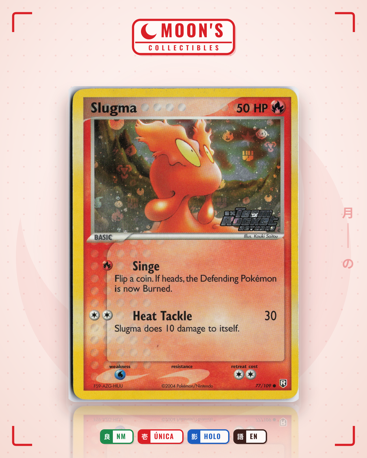 Carta Pokémon Slugma · Team Rocket Returns #77/109 (NM) — pieza única en Moon's Collectibles México