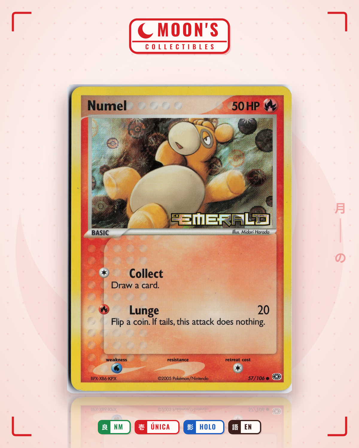 Carta Pokémon Numel · Emerald #57/106 (NM) — pieza única en Moon's Collectibles México
