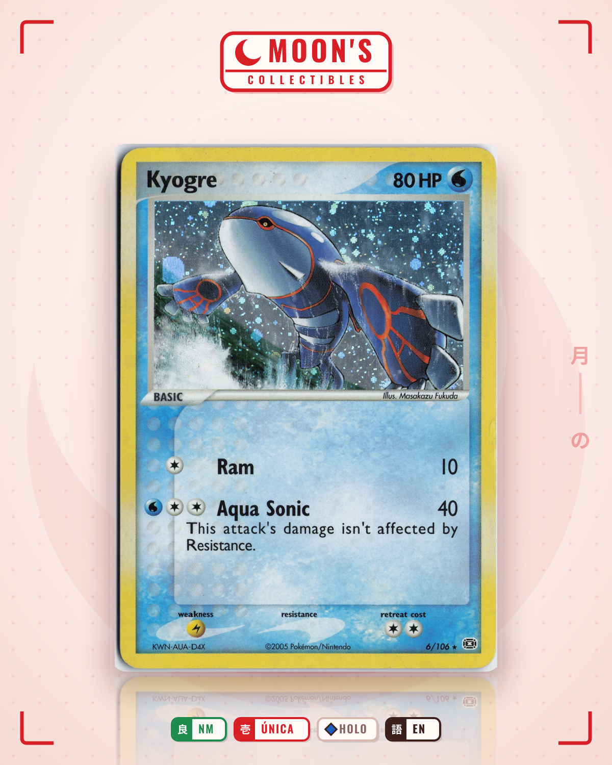 Carta Pokémon Kyogre · Emerald #6/106 (NM) — pieza única en Moon's Collectibles México