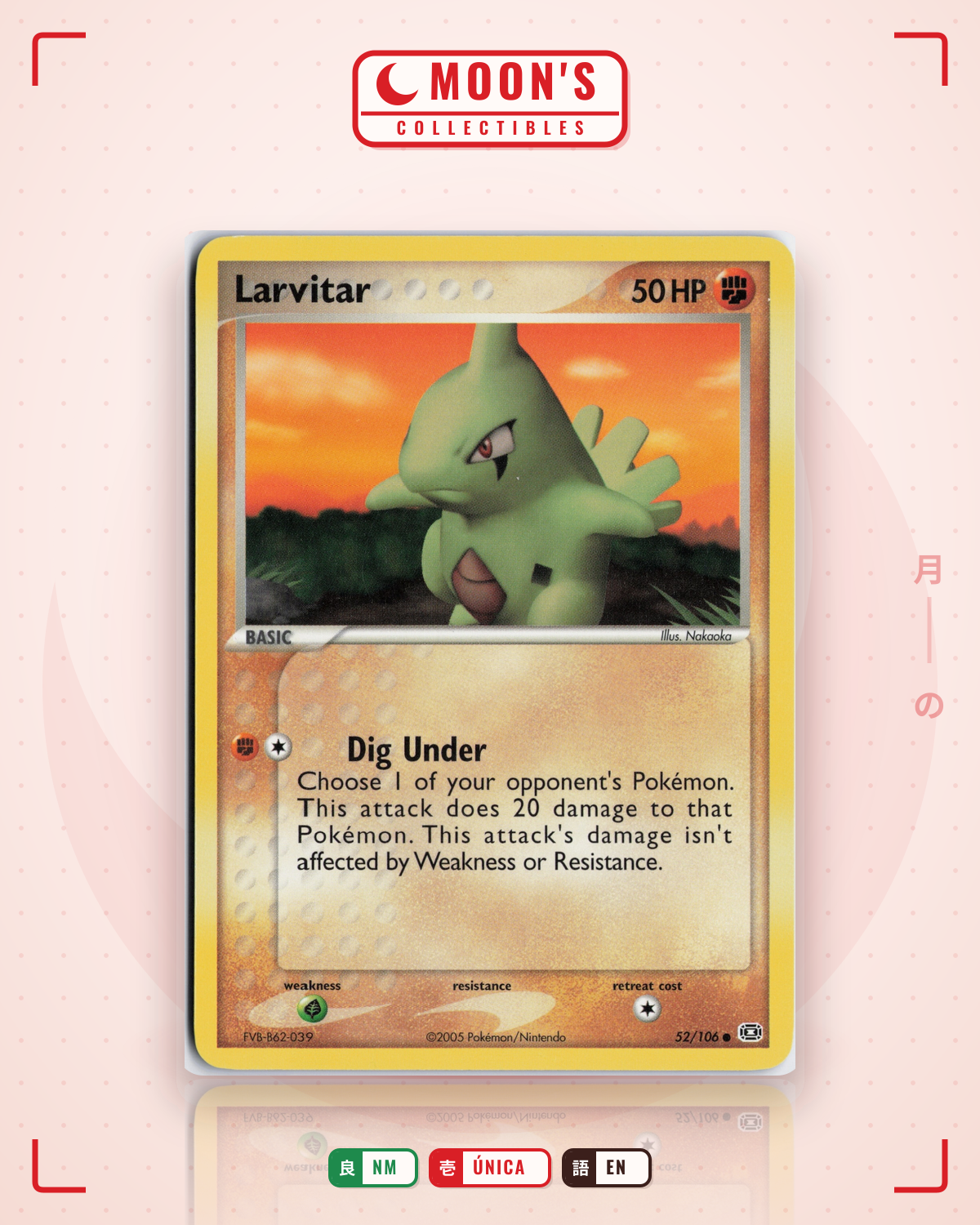 Carta Pokémon Larvitar · Emerald #52/106 (NM) — pieza única en Moon's Collectibles México