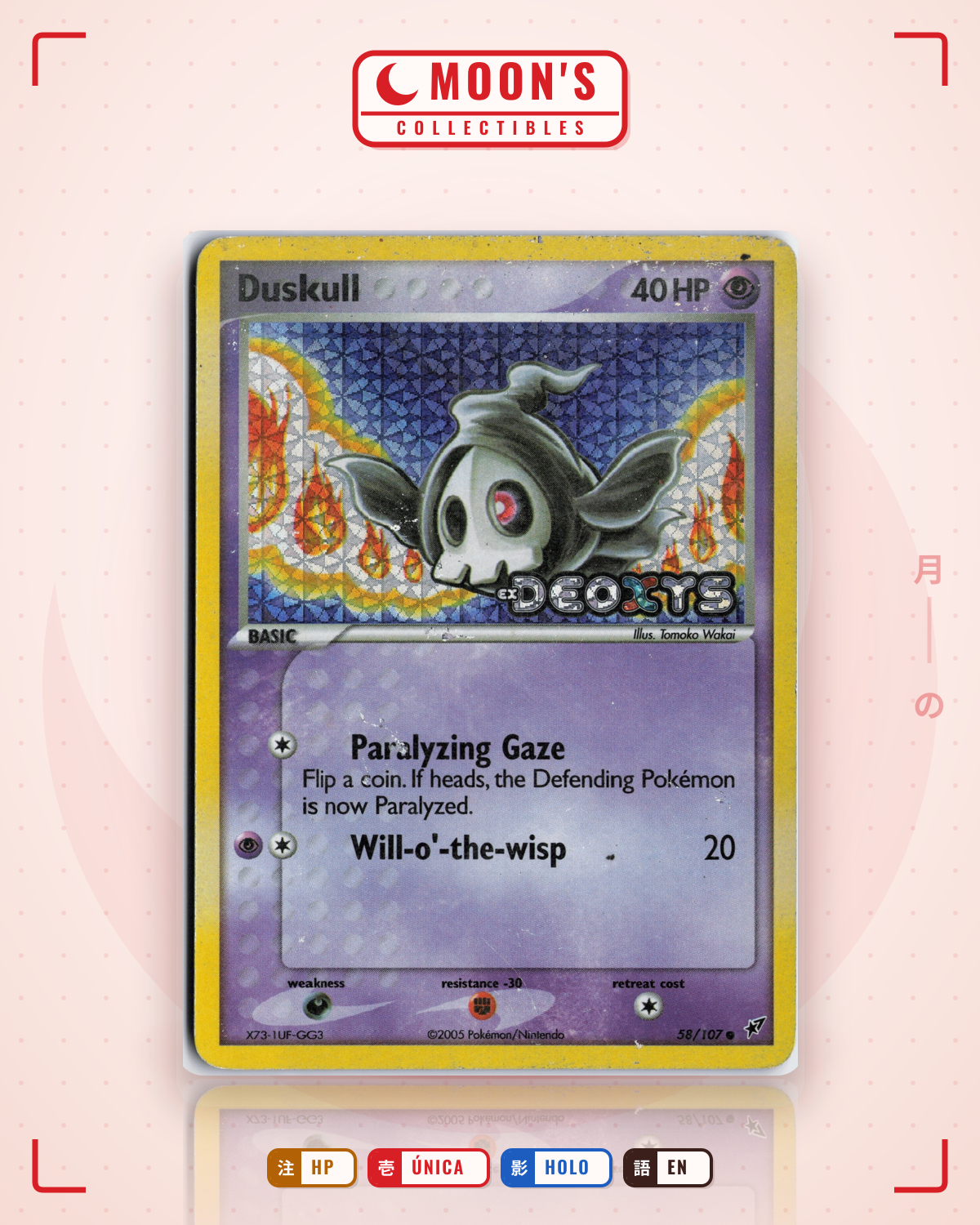 Carta Pokémon Duskull · Deoxys #58/107 (HP) — pieza única en Moon's Collectibles México