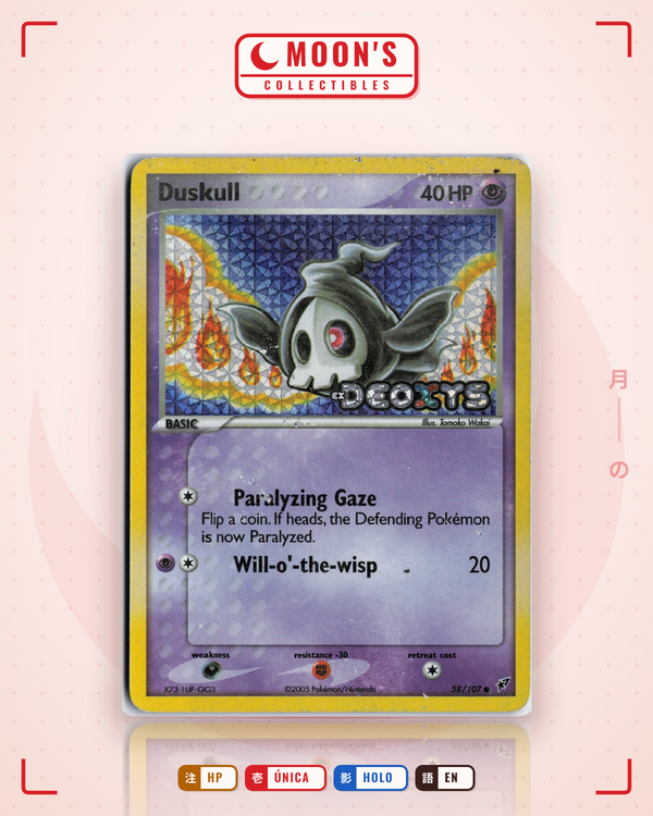Carta Pokémon Duskull · Deoxys #58/107 (HP) — pieza única en Moon's Collectibles México