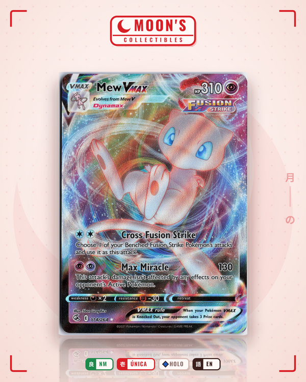 Carta Pokémon Mew VMAX · Fusion Strike #114/264 (NM) — pieza única en Moon's Collectibles México