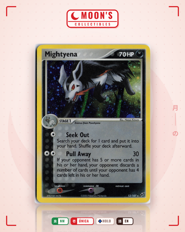 Carta Pokémon Mightyena · Deoxys #12/107 (NM) — pieza única en Moon's Collectibles México