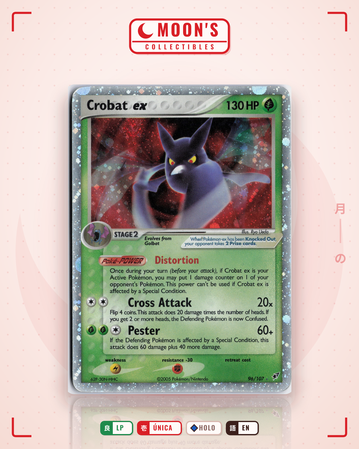 Carta Pokémon Crobat ex · Deoxys #96/107 (LP) — pieza única en Moon's Collectibles México